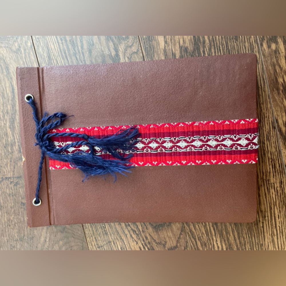 Vintage Brown and Red Patterned Photo Album  Notebook